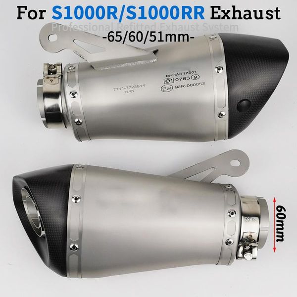 motorcycle exhaust system for s1000r 2010-2021 s1000rr 2010-2014 muffler carbon steel with db killer laser e marking 51mm 60mm 65mm