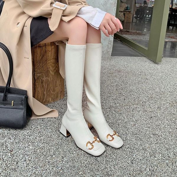 boots 2022 women mid-calf fashion beauties square heel pu leather elegant metal decoration black and beige
boots 2022 women mid-calf fashion beauties square heel pu leather elegant metal decoration black and beige