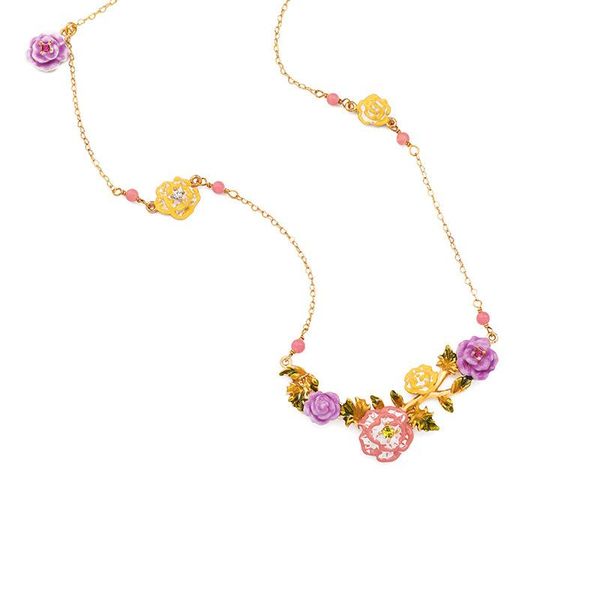 European And American Personality Pink Flower Women's Necklace Jewelry Hand-painted Enamel Glaze Fine Clavicle Chain Pendant Necklaces, Silver
European And American Personality Pink Flower Women's Necklace Jewelry Hand-painted Enamel Glaze Fine Clavicle Chain Pendant Necklaces, Silver