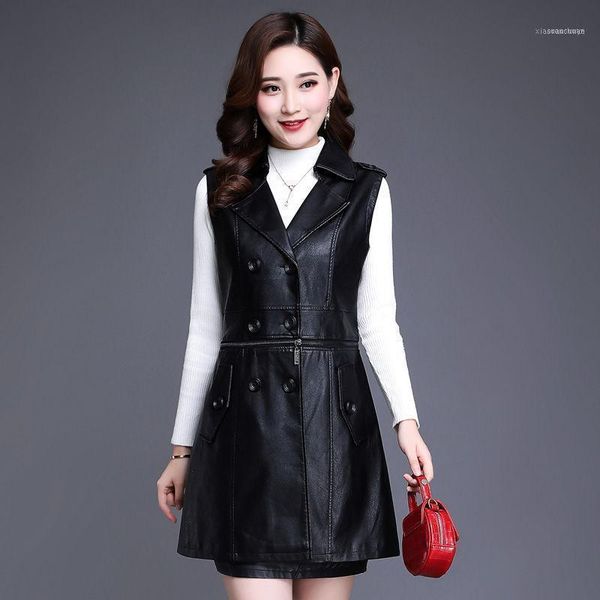 women's leather & faux mid-length women vest coat 2021 autumn and winter fashion clothing sleeveless jacket black1, Black
women's leather & faux mid-length women vest coat 2021 autumn and winter fashion clothing sleeveless jacket black1, Black
