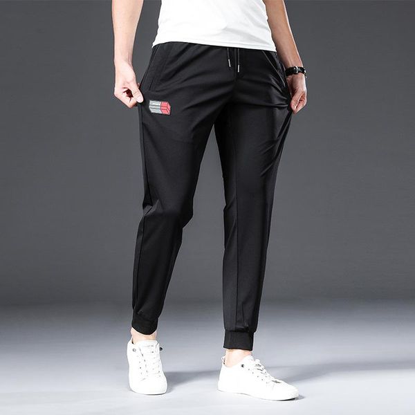 men's pants brand summer thin sporty men casual elastic waist sweatpants male comfortable stretch long trousers plus size clothing, Black
men's pants brand summer thin sporty men casual elastic waist sweatpants male comfortable stretch long trousers plus size clothing, Black