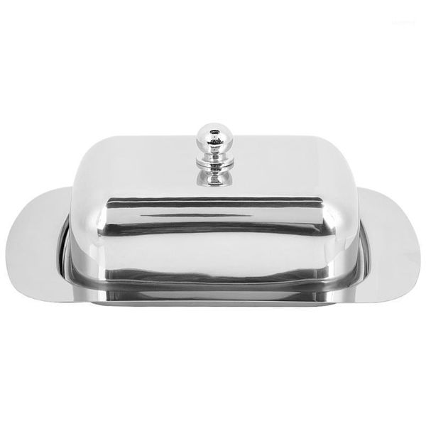 stainless steel butter cheese dish tray box storage dessert container keeper with lid