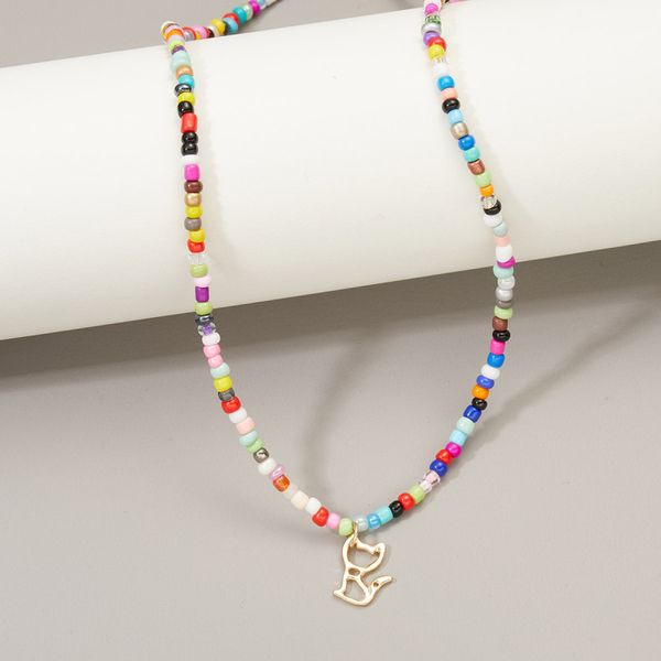 sweet beach style 18k gold plated animal heart star pendant colorful seedbead necklace, Silver
sweet beach style 18k gold plated animal heart star pendant colorful seedbead necklace, Silver