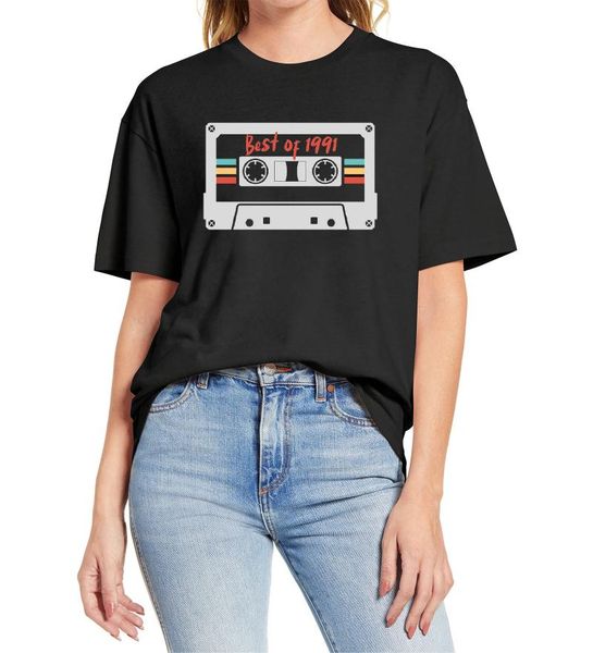 women's t-shirt of 1991 made in 30th birthday gift awesome vintage tape printing funny unisex, White
women's t-shirt of 1991 made in 30th birthday gift awesome vintage tape printing funny unisex, White
