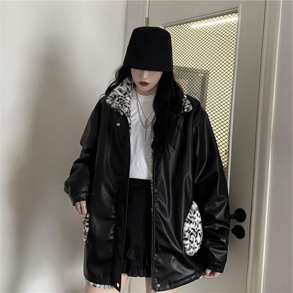 women's leather & faux winter jackets 2021 jacket women autumn and style loose show thin add velvet, Black
women's leather & faux winter jackets 2021 jacket women autumn and style loose show thin add velvet, Black