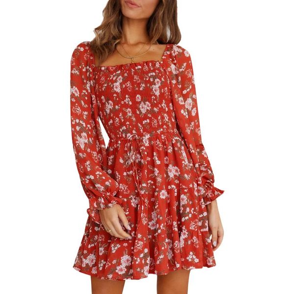 casual dresses women floral printed pattern dress, square collar long sleeve big hem skirt, navy/ brick red fashion, Black;gray
casual dresses women floral printed pattern dress, square collar long sleeve big hem skirt, navy/ brick red fashion, Black;gray