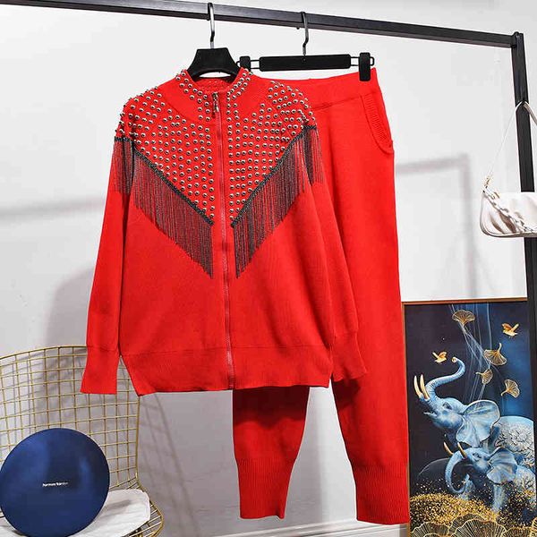 pant manual beaded chain tassel casual knitted cardigan tracksuit set women long sleeve sweater pencil pants outfits female knit suit, White
pant manual beaded chain tassel casual knitted cardigan tracksuit set women long sleeve sweater pencil pants outfits female knit suit, White