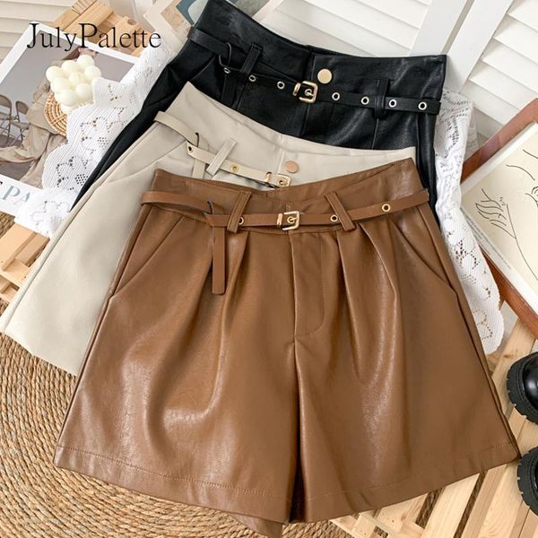 women's shorts julypalette fashion pu leather wide-leg fall winter high waist casual a-line with belt streetwear femme short pant, White;black
women's shorts julypalette fashion pu leather wide-leg fall winter high waist casual a-line with belt streetwear femme short pant, White;black