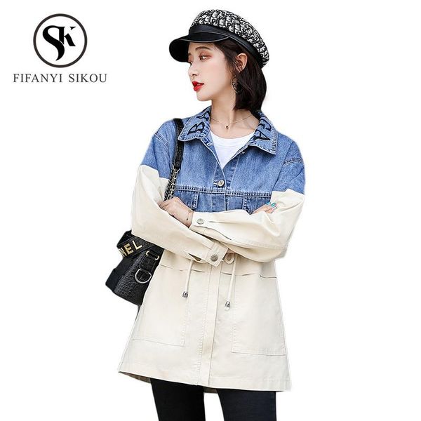 women's jackets fashion patchwork denim jacket women casual windbreaker coat 2021 autumn long sleeve embroidery jeans plus size, Black;brown
women's jackets fashion patchwork denim jacket women casual windbreaker coat 2021 autumn long sleeve embroidery jeans plus size, Black;brown