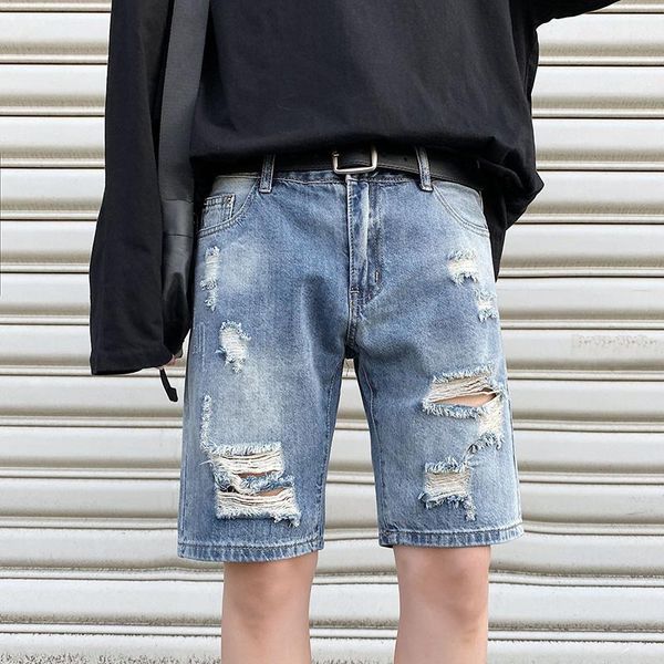 men's jeans summer denim shorts hole beggar loose straight pants korean trend ins wild five-point casual short, Blue
men's jeans summer denim shorts hole beggar loose straight pants korean trend ins wild five-point casual short, Blue