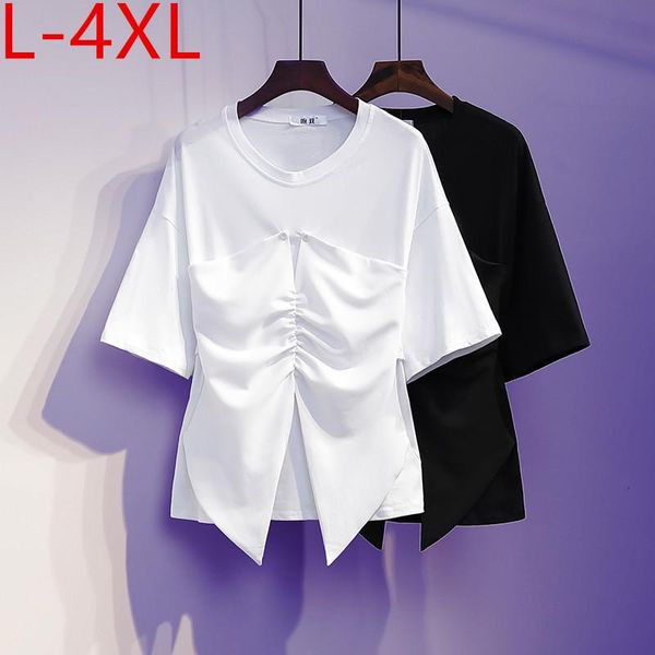 plus size t-shirt blouse for women 2021 summer design solid o-neck short sleeve shrring sashes large ladies shirts l xl 2xl 3xl 4xl, Black
plus size t-shirt blouse for women 2021 summer design solid o-neck short sleeve shrring sashes large ladies shirts l xl 2xl 3xl 4xl, Black