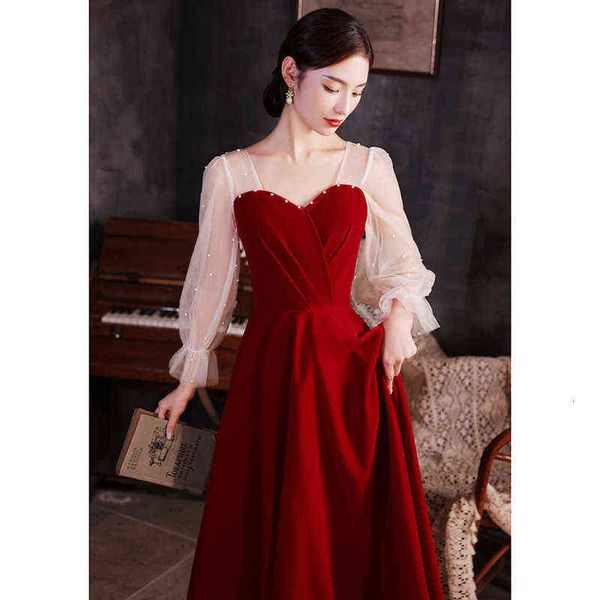 luxury prom dresses bride's toast female 2021 autumn wine red fairy temperament long sleeve banquet, Black
luxury prom dresses bride's toast female 2021 autumn wine red fairy temperament long sleeve banquet, Black