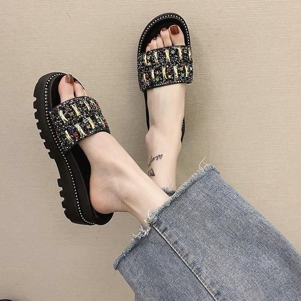 female shoes lady glitter slides slippers soft fashion med platform 2021 girl jelly comfort luxury summer flat pu crystal, Black
female shoes lady glitter slides slippers soft fashion med platform 2021 girl jelly comfort luxury summer flat pu crystal, Black