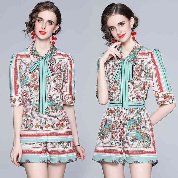 summer suit hepburn style french retro print short-sleeved western-style wide-leg shorts 210525, White
summer suit hepburn style french retro print short-sleeved western-style wide-leg shorts 210525, White