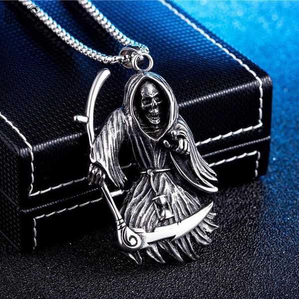 stainless steel skull grim reaper pendant necklace for men and women vintage punk hip hop biker jewelry drop store necklaces, Silver
stainless steel skull grim reaper pendant necklace for men and women vintage punk hip hop biker jewelry drop store necklaces, Silver