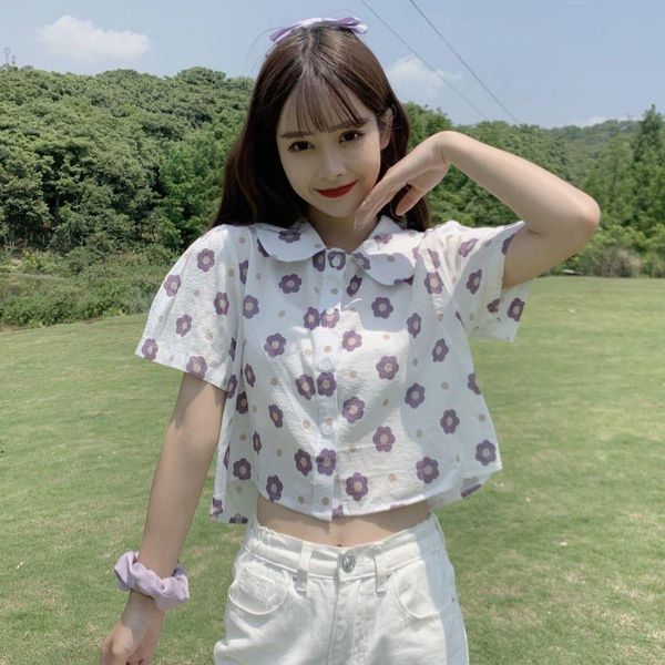 women's blouses & shirts floral women sweet little flower print blouse short sleeve summer cotton, White
women's blouses & shirts floral women sweet little flower print blouse short sleeve summer cotton, White