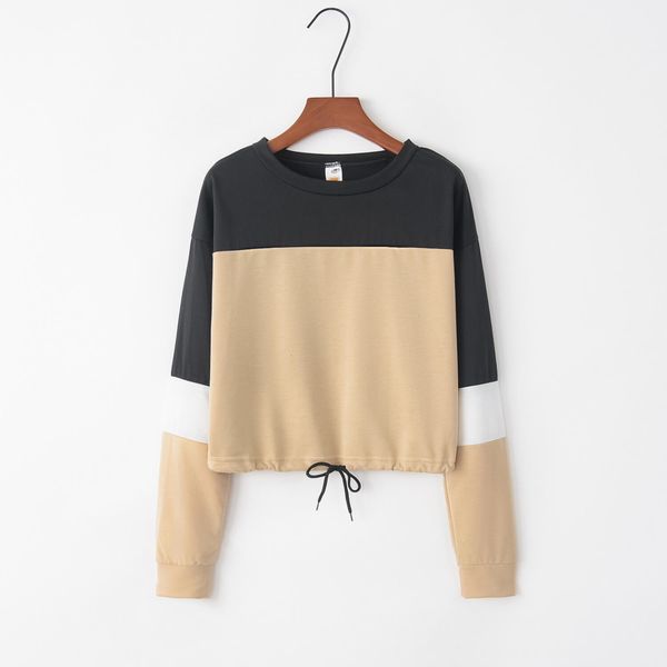 women's hoodies & sweatshirts 2019 women designer clothes autumn and winter fashion tie stitching long-sleeved round-collar hoodi, Black
women's hoodies & sweatshirts 2019 women designer clothes autumn and winter fashion tie stitching long-sleeved round-collar hoodi, Black