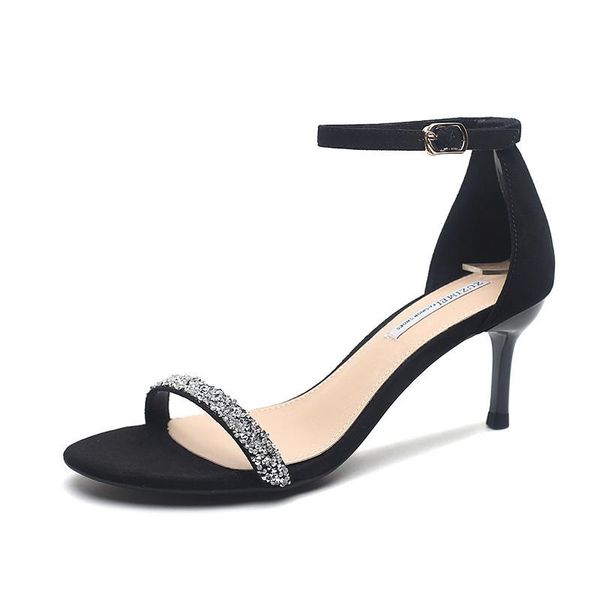 women sandals flock sequined cloth buckle strap 6cm thin heels high round toe bling shallow sandal shoes size 35-42 dress, Black
women sandals flock sequined cloth buckle strap 6cm thin heels high round toe bling shallow sandal shoes size 35-42 dress, Black