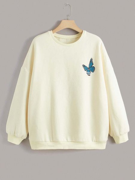 plus butterfly print drop shoulder sweatshirt s6y1#, Black
plus butterfly print drop shoulder sweatshirt s6y1#, Black