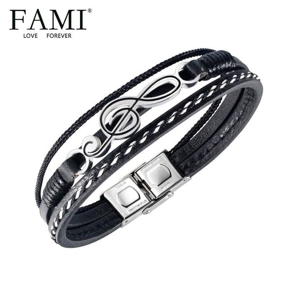 bangle fami bracelet 2021 european and american stainless steel multi-layer woven note leather fashion men's simple v, Black
bangle fami bracelet 2021 european and american stainless steel multi-layer woven note leather fashion men's simple v, Black