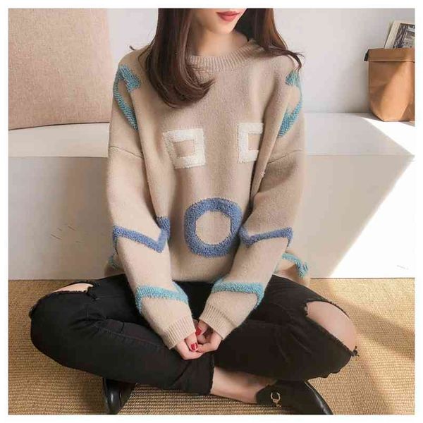 women casual long sleeve knitted sweater pullover loose jumper knitwear winter color patchwork o-neck sweaters fashion 210427, White;black
women casual long sleeve knitted sweater pullover loose jumper knitwear winter color patchwork o-neck sweaters fashion 210427, White;black