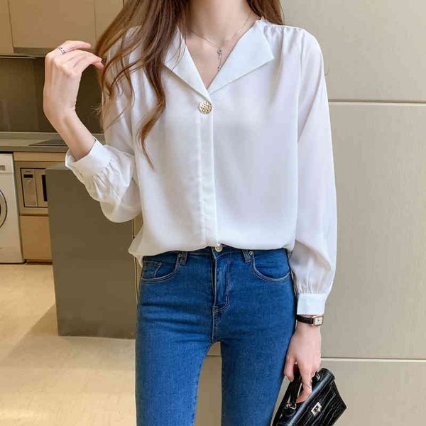korean women blouses chiffon blouse shirts woman v-neck ladies white long sleeve shirt plus size xxl 210427 
korean women blouses chiffon blouse shirts woman v-neck ladies white long sleeve shirt plus size xxl 210427
