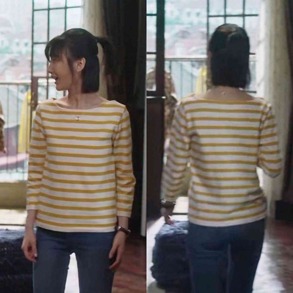 tees t-shirt thirty years old zhong xiaoqin mao xiaotong same yellow stripe long sleeve t-shirt women's one neck spring and autumn top, White
tees t-shirt thirty years old zhong xiaoqin mao xiaotong same yellow stripe long sleeve t-shirt women's one neck spring and autumn top, White