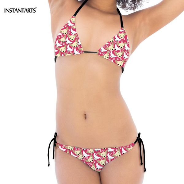 women's swimwear instantarts bikini mujer push up 2021 hound print women bathing suit girls two piece padded bandage halter biquini fem, White;black
women's swimwear instantarts bikini mujer push up 2021 hound print women bathing suit girls two piece padded bandage halter biquini fem, White;black