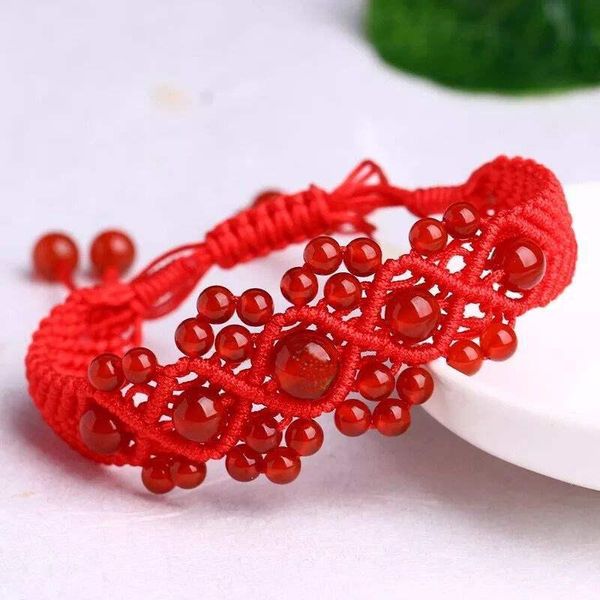 bangle handmade natural red gems charm bracelets for women braiding adjustable thread waistbands jewelry pulseiras, Black
bangle handmade natural red gems charm bracelets for women braiding adjustable thread waistbands jewelry pulseiras, Black