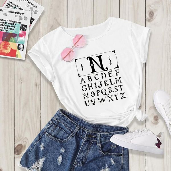 women's t-shirt summer fashion women tshirts english alphabet print casual short sleeve o neck harajuku funny cool top, White
women's t-shirt summer fashion women tshirts english alphabet print casual short sleeve o neck harajuku funny cool top, White