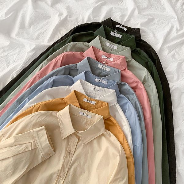 women's blouses & shirts versatile folding shirt summer 2021 lapel long sleeve casual blousers korean single breasted trend 2o, White
women's blouses & shirts versatile folding shirt summer 2021 lapel long sleeve casual blousers korean single breasted trend 2o, White