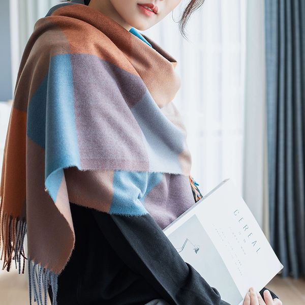 luxury design 2021 new autumn and thickened warm imitation cashmere large lattice scarf women's winter shawl foreign style bib, Blue;gray
luxury design 2021 new autumn and thickened warm imitation cashmere large lattice scarf women's winter shawl foreign style bib, Blue;gray