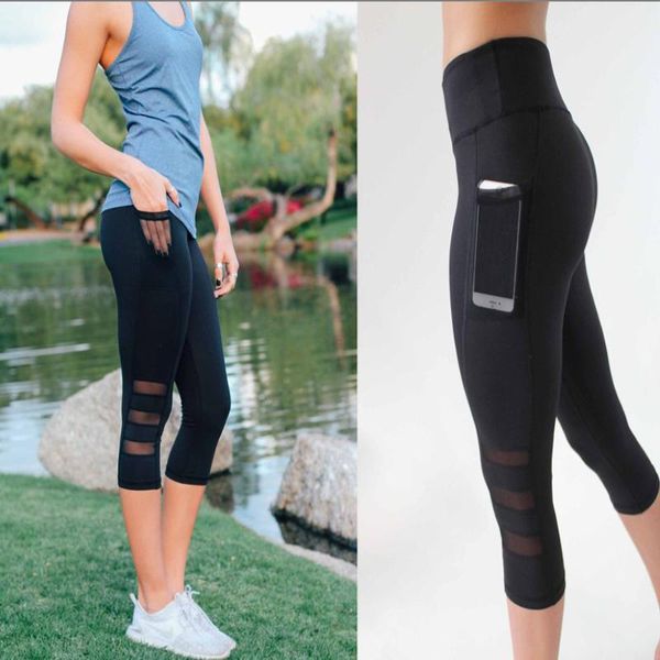 women's leggings pants, seven-point leggings, side pockets, mobile phone, three-section mesh, Black
women's leggings pants, seven-point leggings, side pockets, mobile phone, three-section mesh, Black