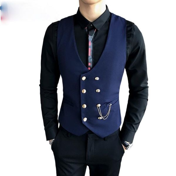 loldeal men vest jacket metal double-breasted v-neck short casual solid color men's vests, Black;white
loldeal men vest jacket metal double-breasted v-neck short casual solid color men's vests, Black;white