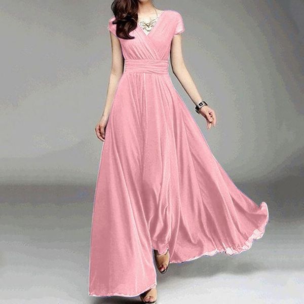casual dresses long elegant dress women's v-collar solid color short sleeve maxi modis robe femme #g3, Black;gray
casual dresses long elegant dress women's v-collar solid color short sleeve maxi modis robe femme #g3, Black;gray
