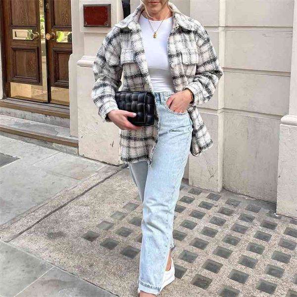autumn and winter women's casual plaid lapel long-sleeved pocket decorative jacket 210430, Black;brown
autumn and winter women's casual plaid lapel long-sleeved pocket decorative jacket 210430, Black;brown