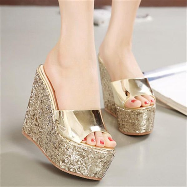 bling slippers female high heels sequins fashion women wedges platform summer shoes peep toe beach sandals 34-39 silver, Black
bling slippers female high heels sequins fashion women wedges platform summer shoes peep toe beach sandals 34-39 silver, Black