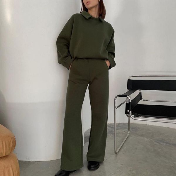 women's two piece pants yana fashion loose solid suits women elegant casual pullover sweatshirts suit full length flare ladies, White
women's two piece pants yana fashion loose solid suits women elegant casual pullover sweatshirts suit full length flare ladies, White