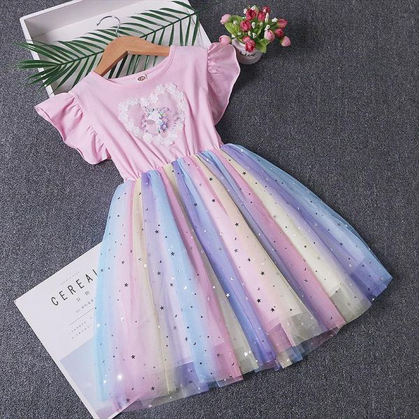 unicorn princess summer girls girl dress rainbow stars birthday wedding 3 7 years sweet kids flower vestidos children clothes, Red;yellow
unicorn princess summer girls girl dress rainbow stars birthday wedding 3 7 years sweet kids flower vestidos children clothes, Red;yellow