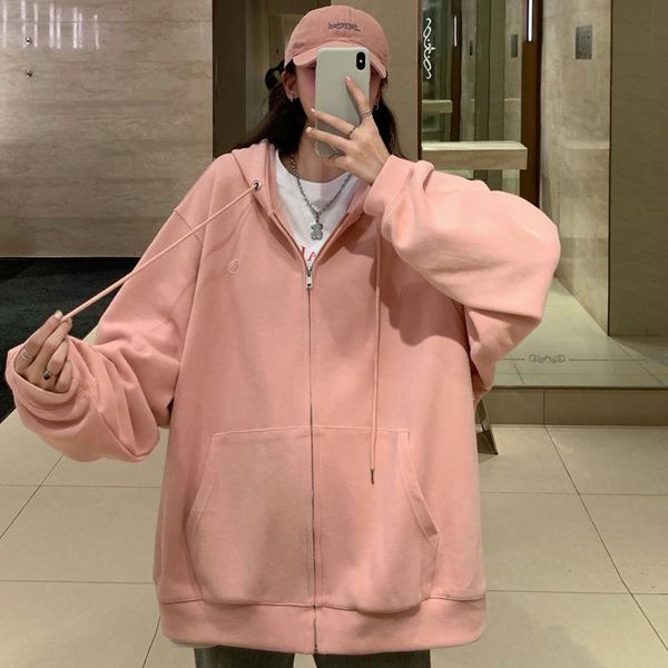 women's hoodies & sweatshirts zip-up women korean style vintage solid long sleeve oversized hooded sweatshirt female chic harajuku casu, Black
women's hoodies & sweatshirts zip-up women korean style vintage solid long sleeve oversized hooded sweatshirt female chic harajuku casu, Black