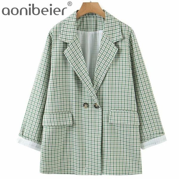 women's suits & blazers aonibeier summer autumn wrist sleeve double breasted women casual checked green plaid loose jacket female coats, White;black
women's suits & blazers aonibeier summer autumn wrist sleeve double breasted women casual checked green plaid loose jacket female coats, White;black