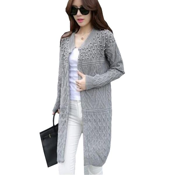 women's sweaters women long cardigan 2021 autumn winter bead pearl knitted outwear long-sleeve casual loose female sweater, White;black
women's sweaters women long cardigan 2021 autumn winter bead pearl knitted outwear long-sleeve casual loose female sweater, White;black
