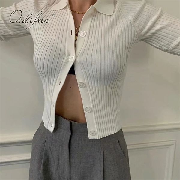 autumn women knitted cardigan jumper pull femme long sleeve single breasted white sweater 210513, White;black
autumn women knitted cardigan jumper pull femme long sleeve single breasted white sweater 210513, White;black