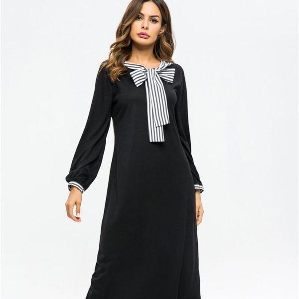 ethnic clothing 2021 muslim arab abaya european and american stripe lace dress, Red
