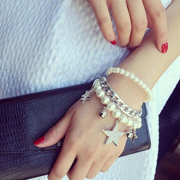 charm bracelets boho crystal bead star ball small bell simulated pearl & bangles for women, Golden;silver
charm bracelets boho crystal bead star ball small bell simulated pearl & bangles for women, Golden;silver