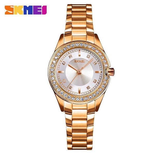 wristwatches skmei bling watch golden women quartz female water resistant crystal steel ladies hand clock 1534, Slivery;brown 
wristwatches skmei bling watch golden women quartz female water resistant crystal steel ladies hand clock 1534, Slivery;brown