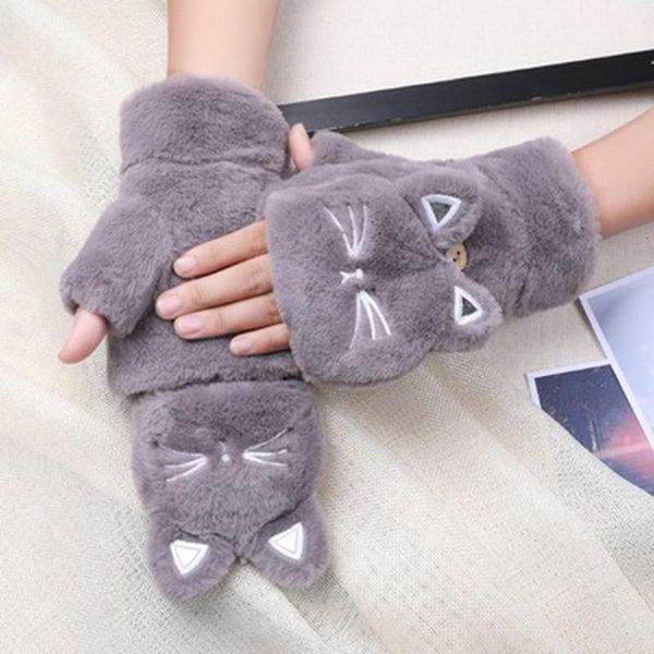 five fingers gloves women winter warm plus velvet thicken half finger flip cycling driving cute cat fingerless touch screen mittens, Blue;gray
five fingers gloves women winter warm plus velvet thicken half finger flip cycling driving cute cat fingerless touch screen mittens, Blue;gray