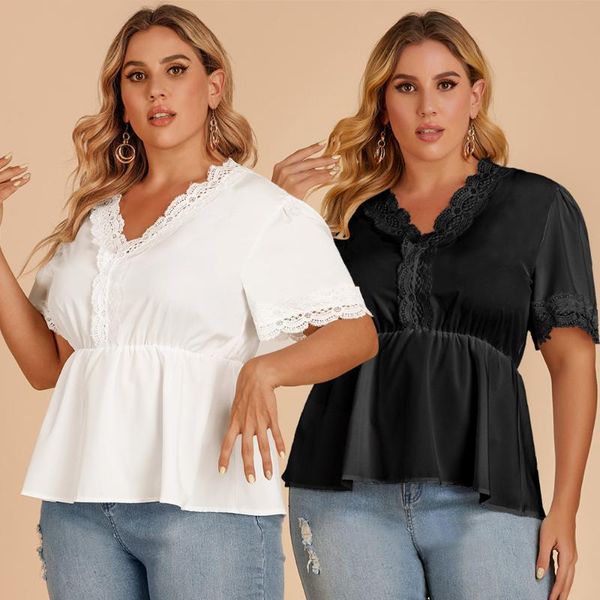 women's blouses & shirts plus size women summer fashion with lace trim secy v neck slim waist white black blouse short sleeve l xl xx
women's blouses & shirts plus size women summer fashion with lace trim secy v neck slim waist white black blouse short sleeve l xl xx