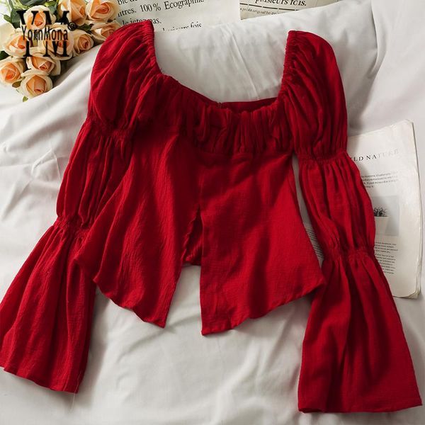 women's blouses & shirts yornmona ins fashion slit blouse women spring autumn long flare sleeve streetwear asymmetrical ladies blu, White
women's blouses & shirts yornmona ins fashion slit blouse women spring autumn long flare sleeve streetwear asymmetrical ladies blu, White