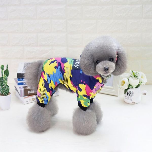 dog apparel winter camouflage clothing, pet down jacket, even four-legged warm jacket